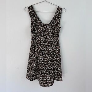 Urban Renewal Black and Brown Leaf Print Mini Dress